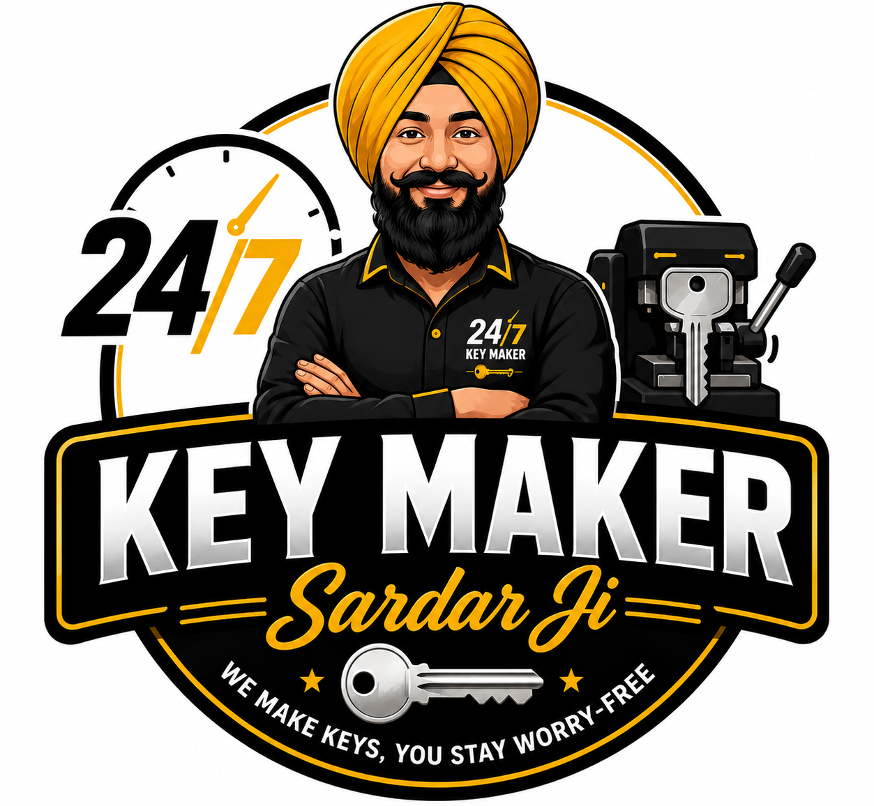 24/7 Key Maker Sardar Ji Logo